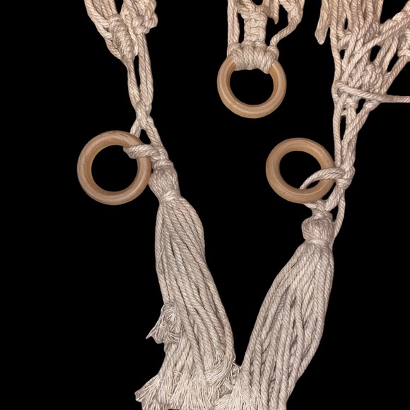 Macrame Wall Hammock Wall Art Storage Hammock Beige/Natural - Picture 4 of 7